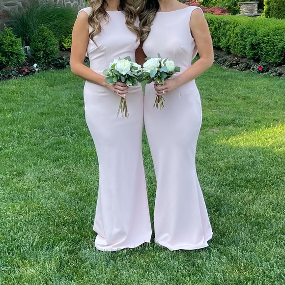 Katie May Pink Vionnet Drape Back Crepe Gown Blush - Picture 2 of 3